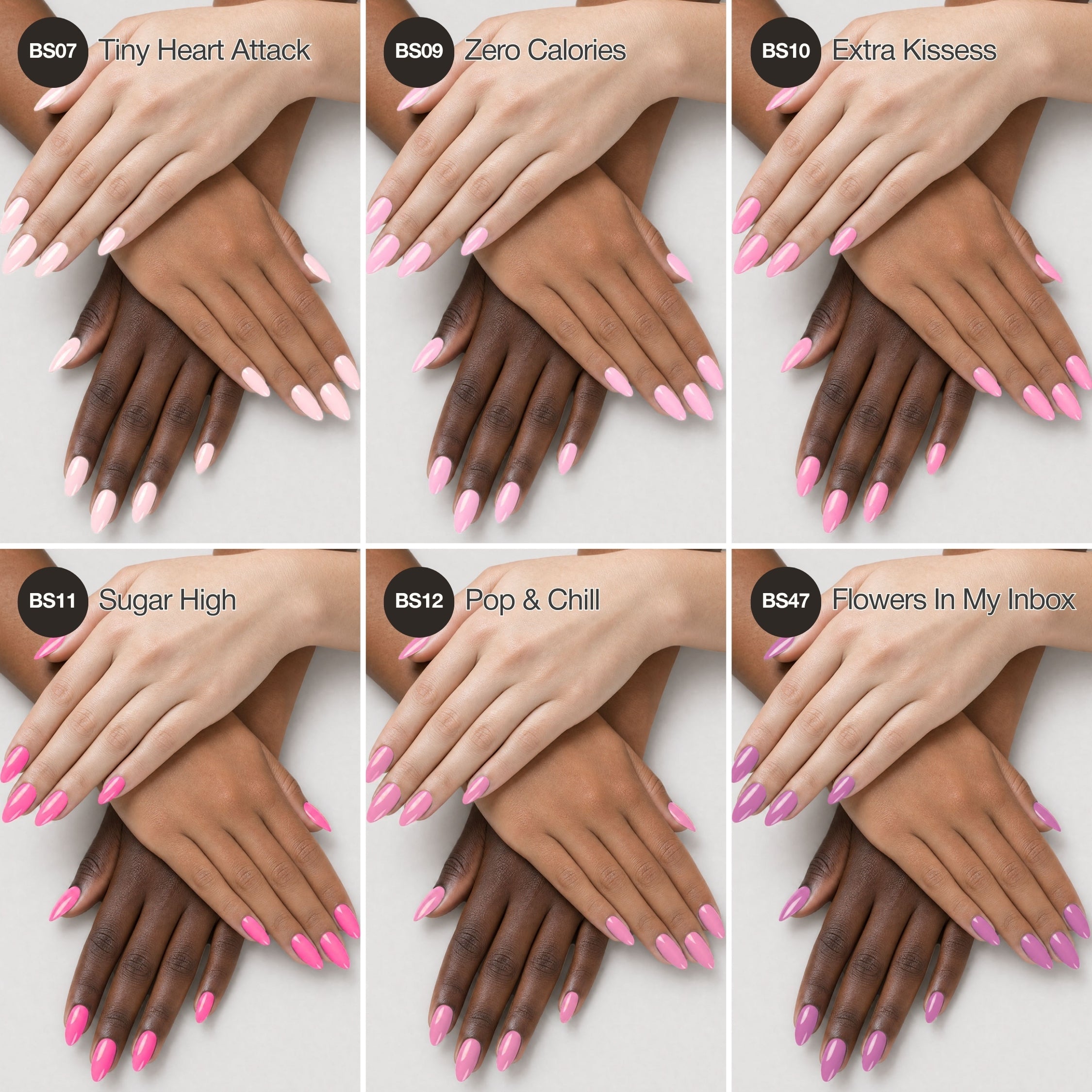 Pretty in Pink - Collection de gels couleur solides pour ongles (6 couleurs / 15 ml chacune)