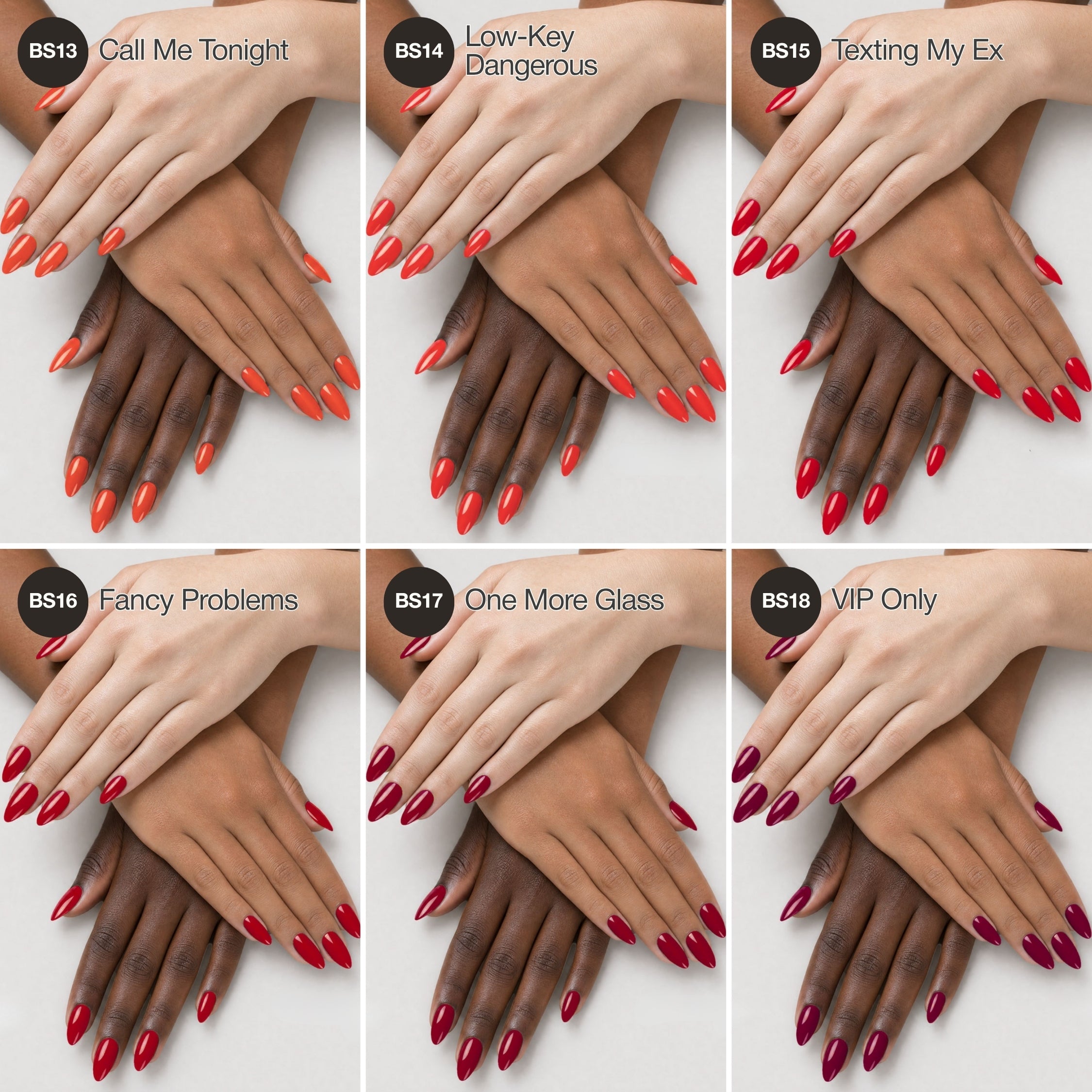 Scarlet Lady - Collection de gels couleur solides pour ongles (6 couleurs / 15 ml chacune)
