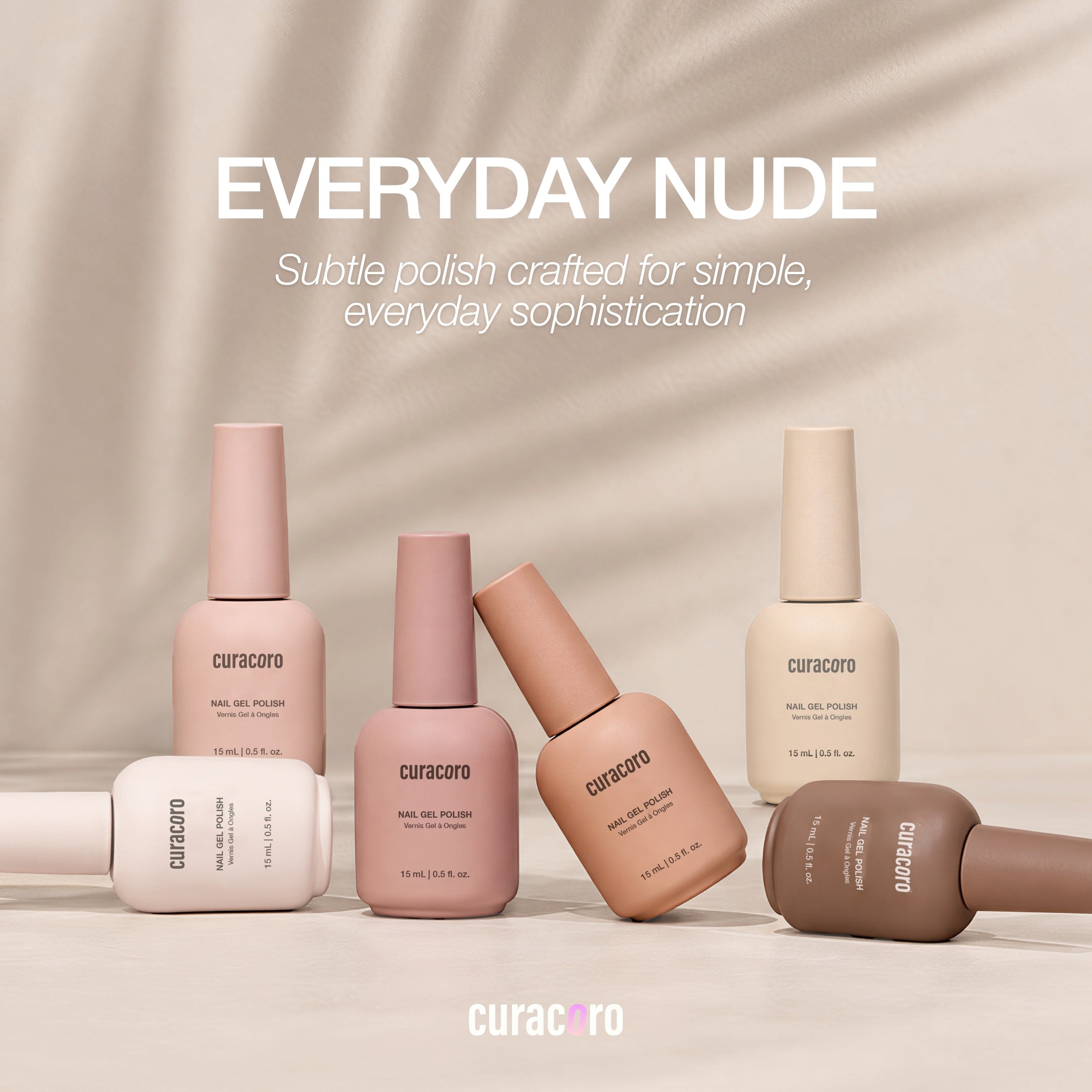 Everyday Nude - Collection de gels couleur solides pour ongles (6 couleurs / 15 ml chacune)