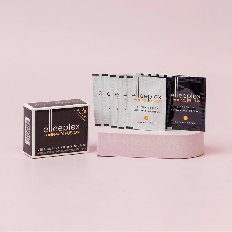 Lash and brow lamination refill pack, including lift and setting lotions, displayed