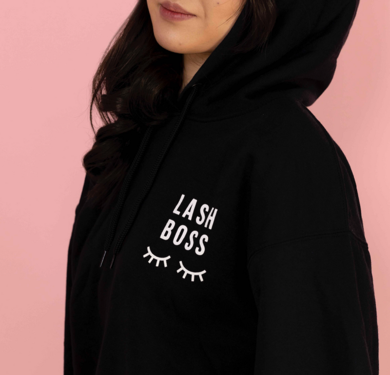 Lash Boss Fleece Hoodie on model&