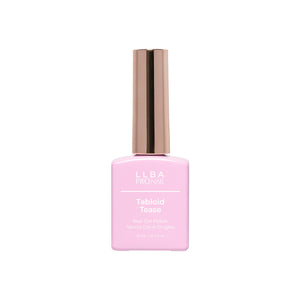 LLBA Tabloid Tease Gel Polish bottle on a light background.