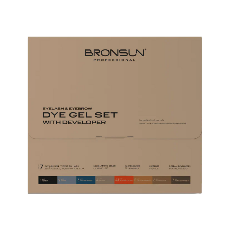 Bronsun Kit de teinture pour cils et sourcils (8 couleurs + révélateur)
