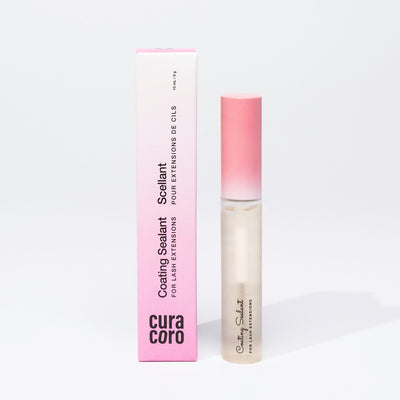 Curacoro Coating Sealant enhances lash extensions' durability by shielding them from dust, oils, and moisture.