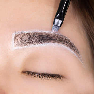 Image of our Contour Brow Paste being applied to a model's brows.