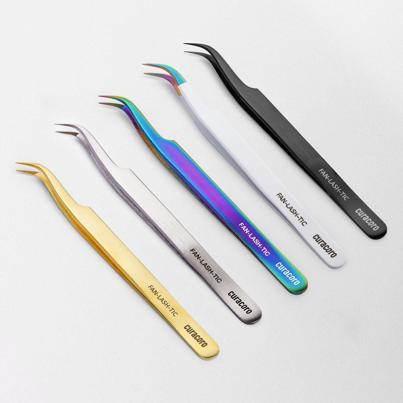 Curacoro Fan-Lash-Tic tweezers all styles.