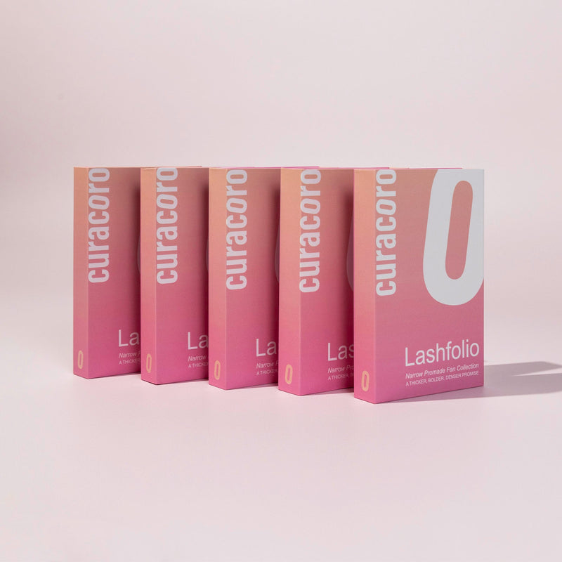 Lashfolio Narrow Promade Fans Boxes Over Light Background