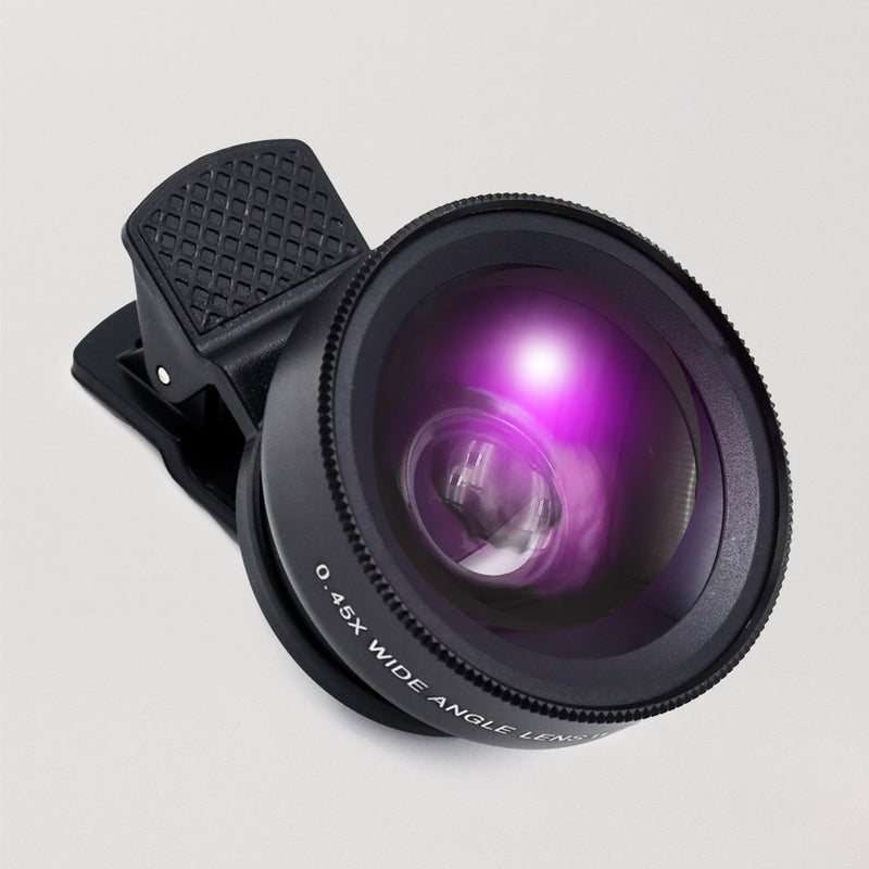 Deep Black Macro Phone Camera Lens for Iphone and Android Over White Background