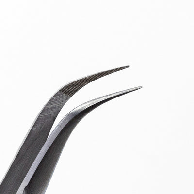 Curacoro Lash Extension Tweezer Silver style close up.