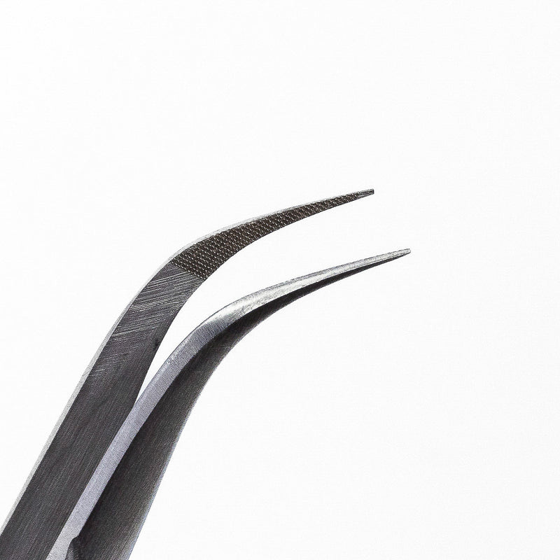 Curacoro Lash Extension Tweezer Silver style close up.