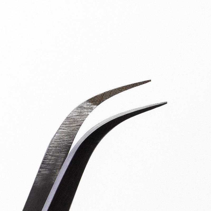 Curacoro Lash Extension Tweezer Silver style close up.