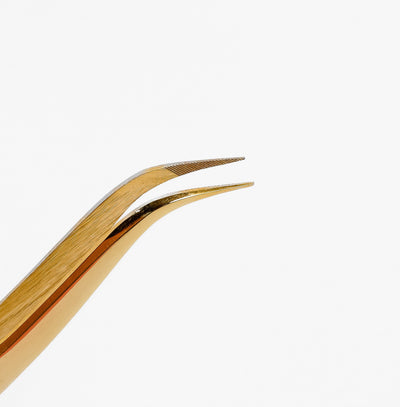 Curacoro Fan-Lash-Tic Tweezers Gold style close up.