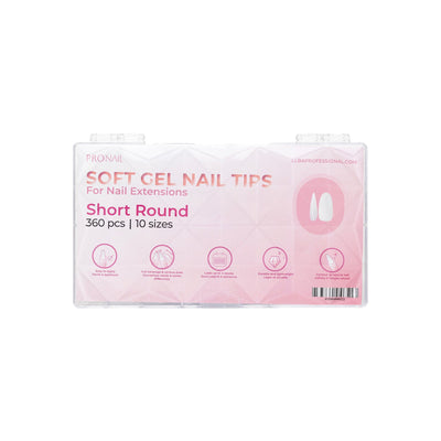 Curacoro Short Round Soft Gel Nail Tips packaging in a light pink design.