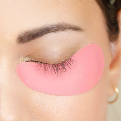 Reusable Silicone Under Eye Pad on model's eye. 